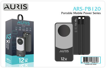 Auris PB120 Fast 12.000 Mah Lcd Powerbank